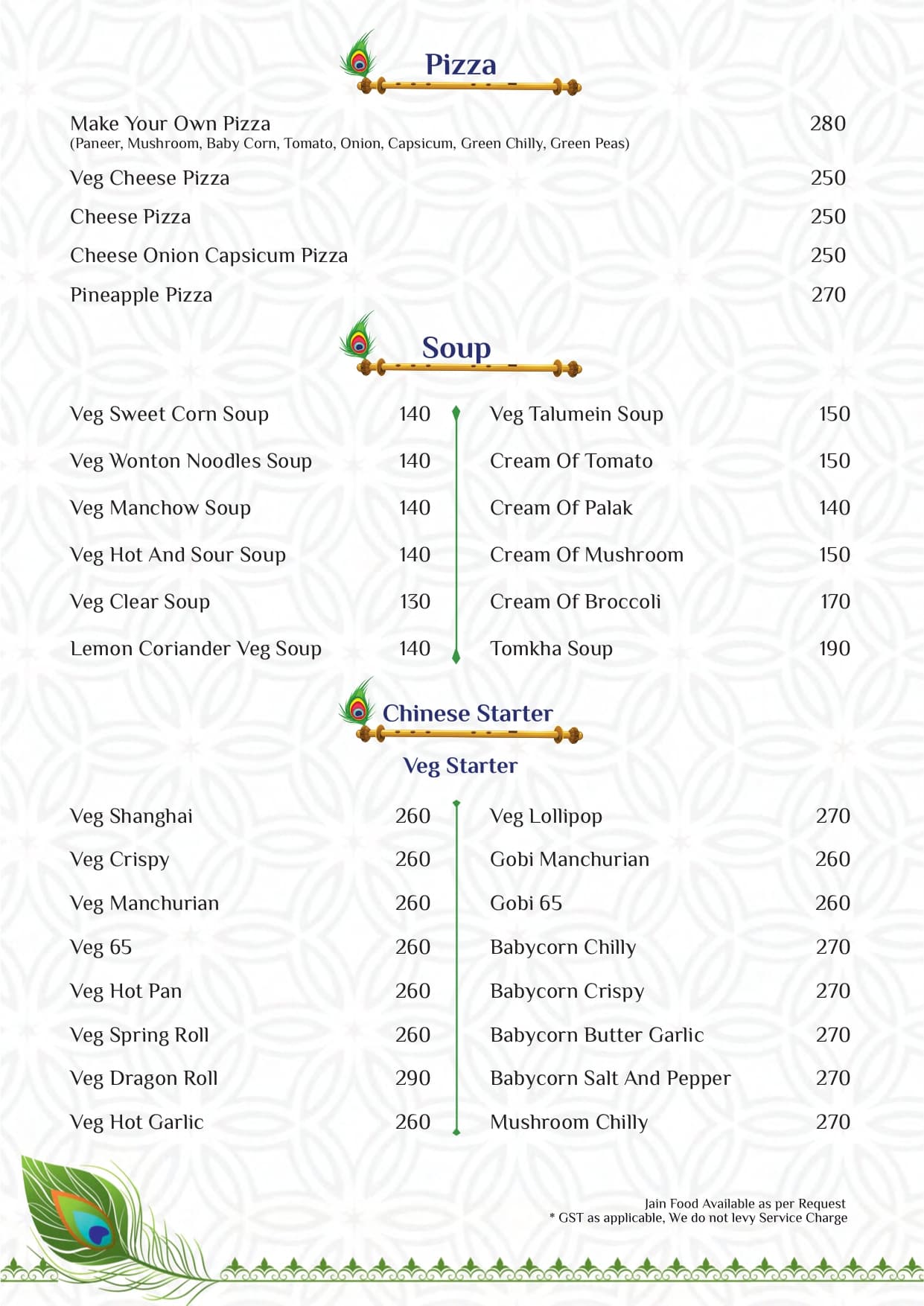 Pizza, Soup and Chinese Starters (Veg)