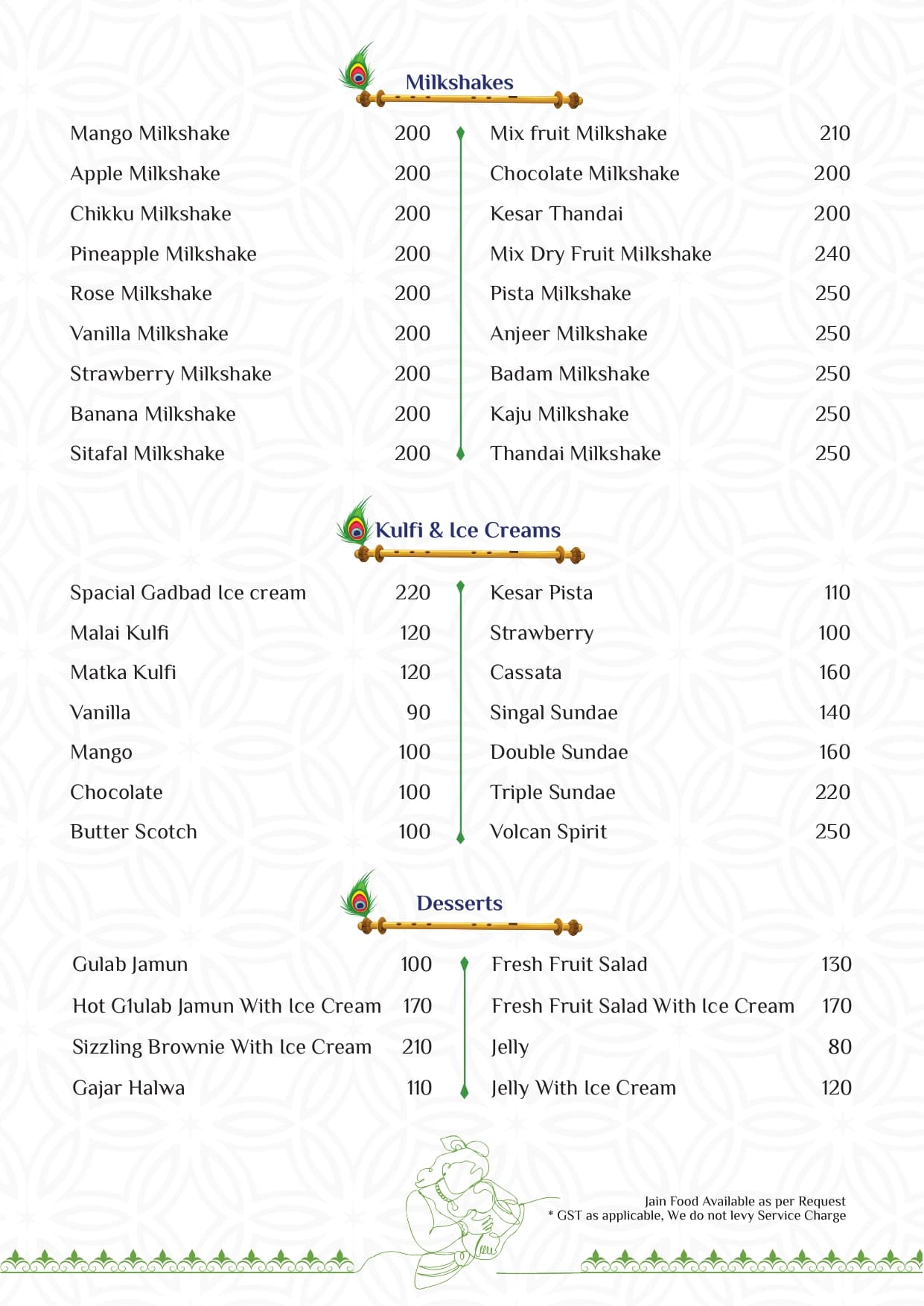 Milkshakes, Kulfi & Ice Creams, Desserts